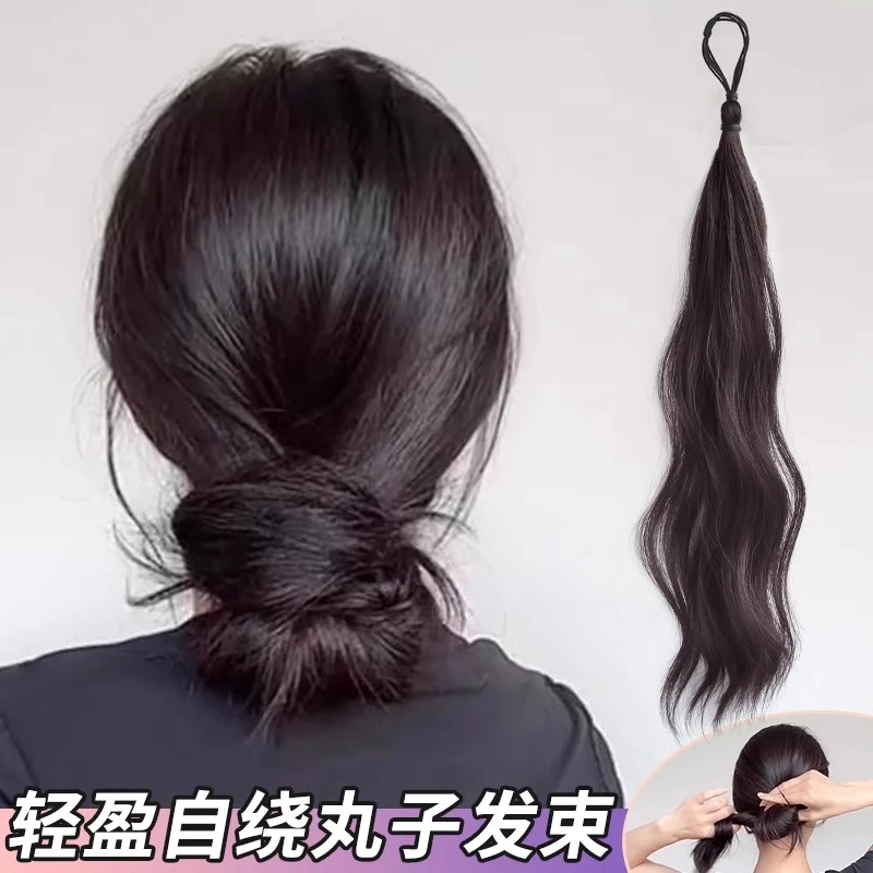 自绕式丸子头假发女款仿真发假发圈花苞头自然盘发蓬松逼真假发包