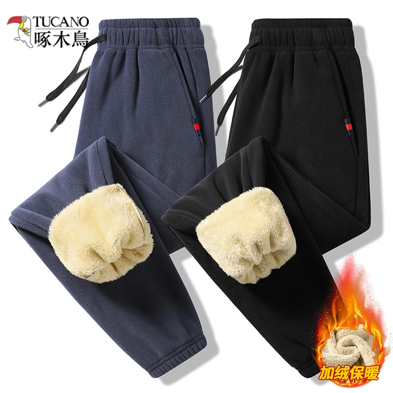 TUCANO/啄木鳥冬季加绒加厚男士休闲裤保暖棉裤大码束脚长裤子