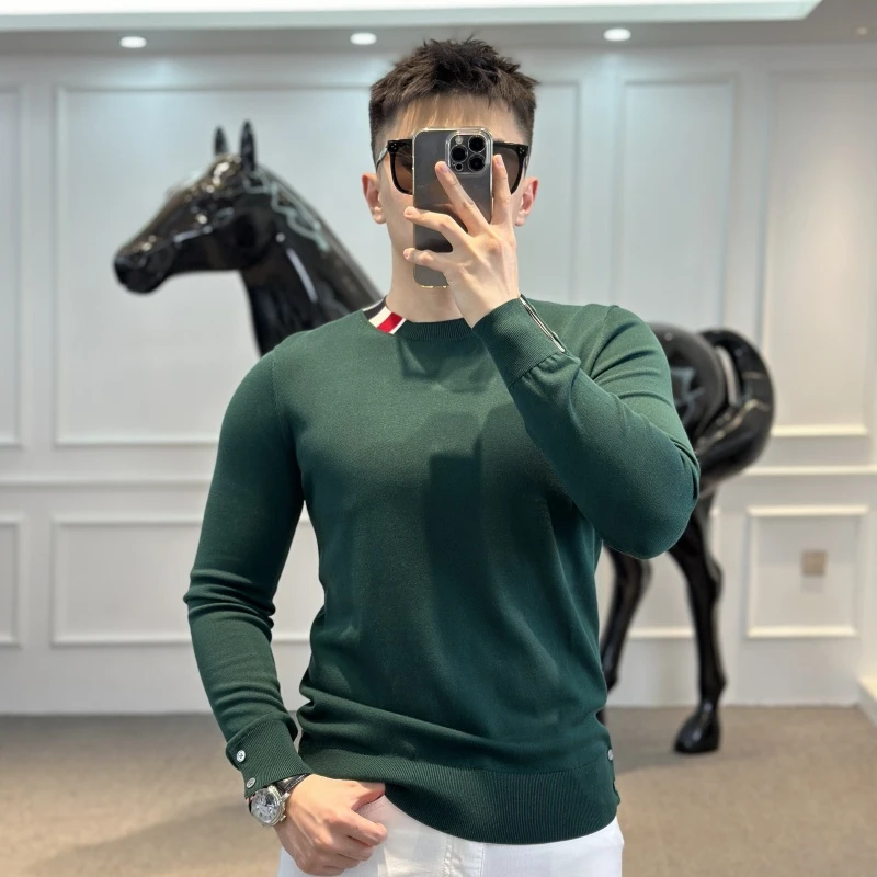 GDTN-秋冬新款男士针织圆领套头潮流休闲修身长袖打底衫SJ-R008