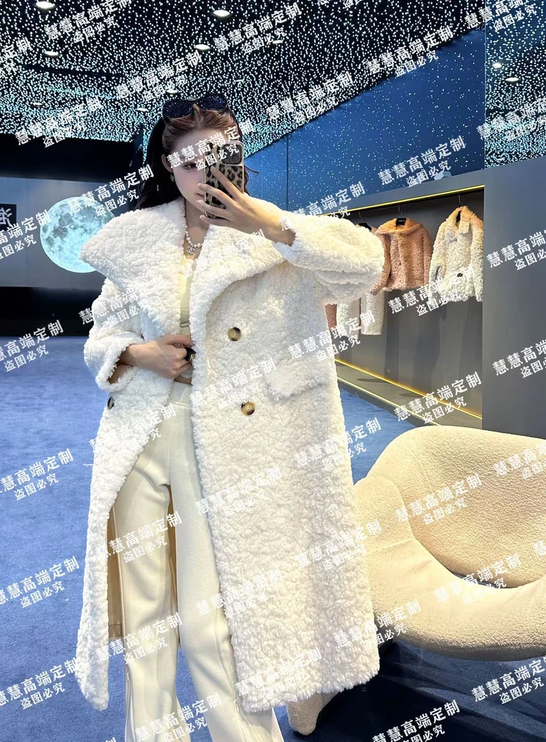 【慧慧】2024新款气质时尚百搭原创设计师新款轻奢白色毛毛外套