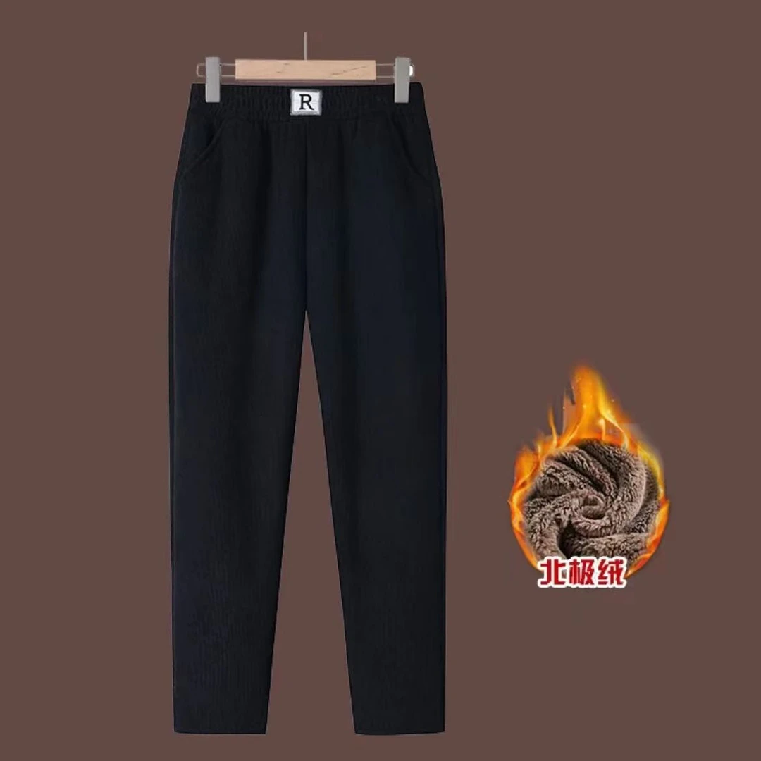 【羽西子】秋冬新款直筒加绒加厚时尚休闲女裤妈妈裤