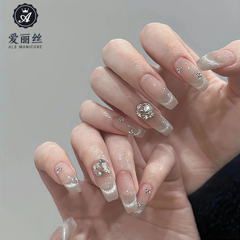 裸色晶石猫眼堆堆钻仙女ins显白高级渐变穿戴手工美甲甲片