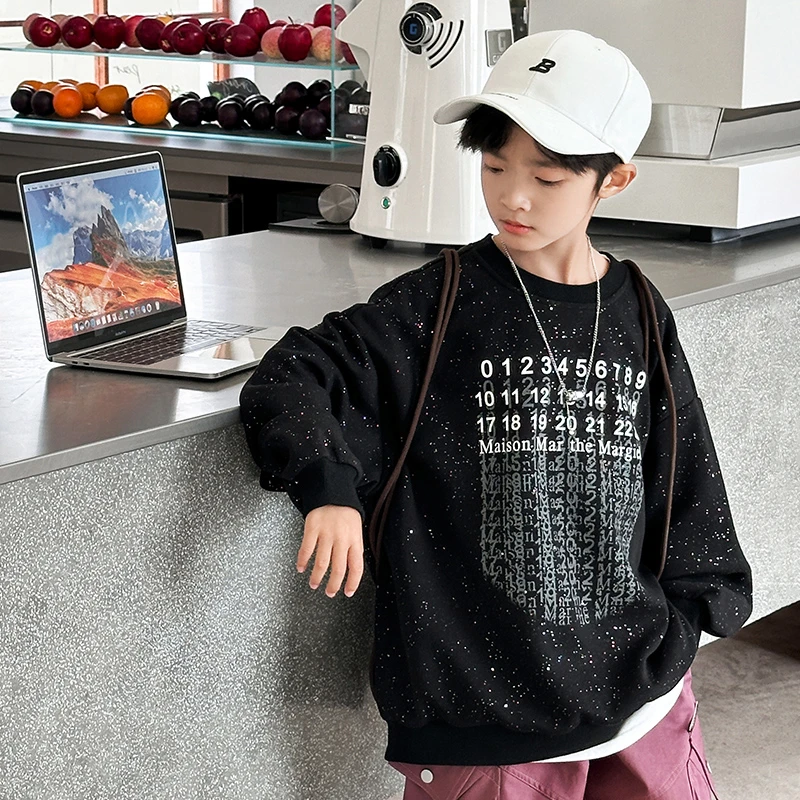 男童秋装潮牌卫衣2024新款儿童春秋款上衣中大童秋季打底衫洋气潮