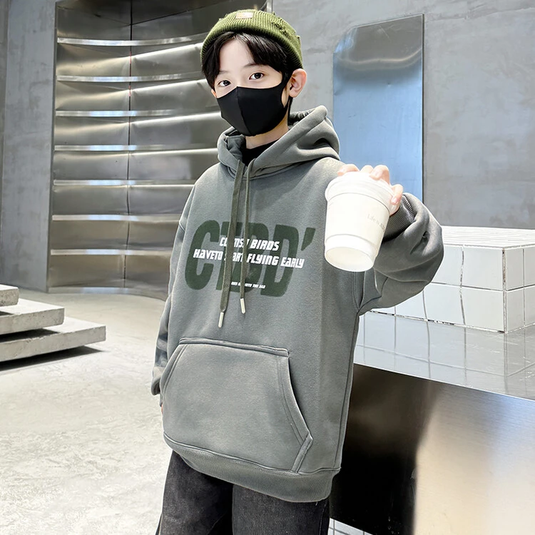 男童卫衣春秋款2024新款男孩T恤上衣加绒长袖t恤儿童打底衫加厚T