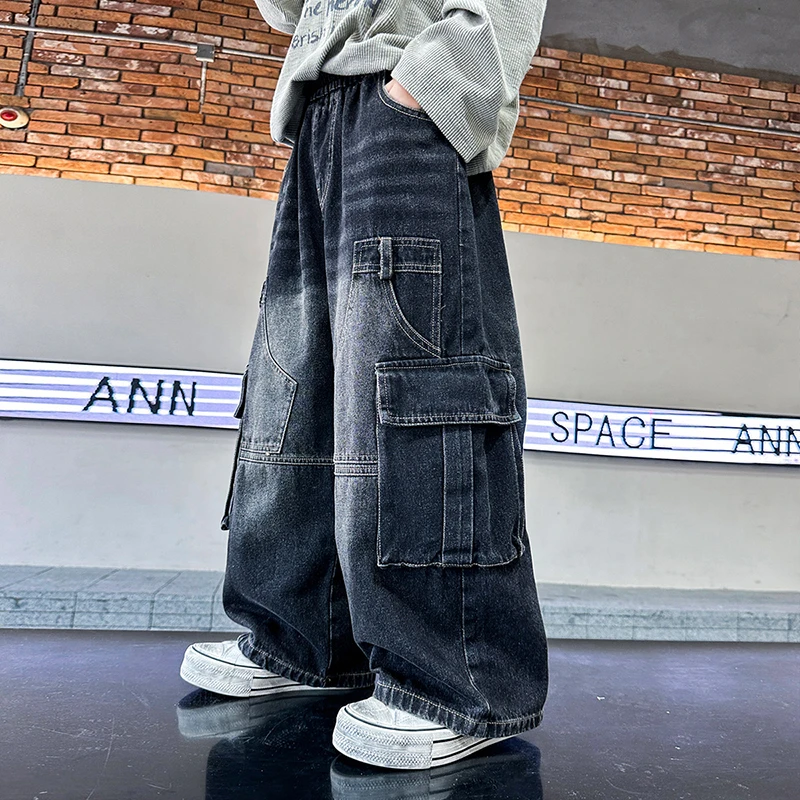 男童秋装牛仔裤2024新款秋季宽松长裤中大儿童男孩春秋款工装裤潮