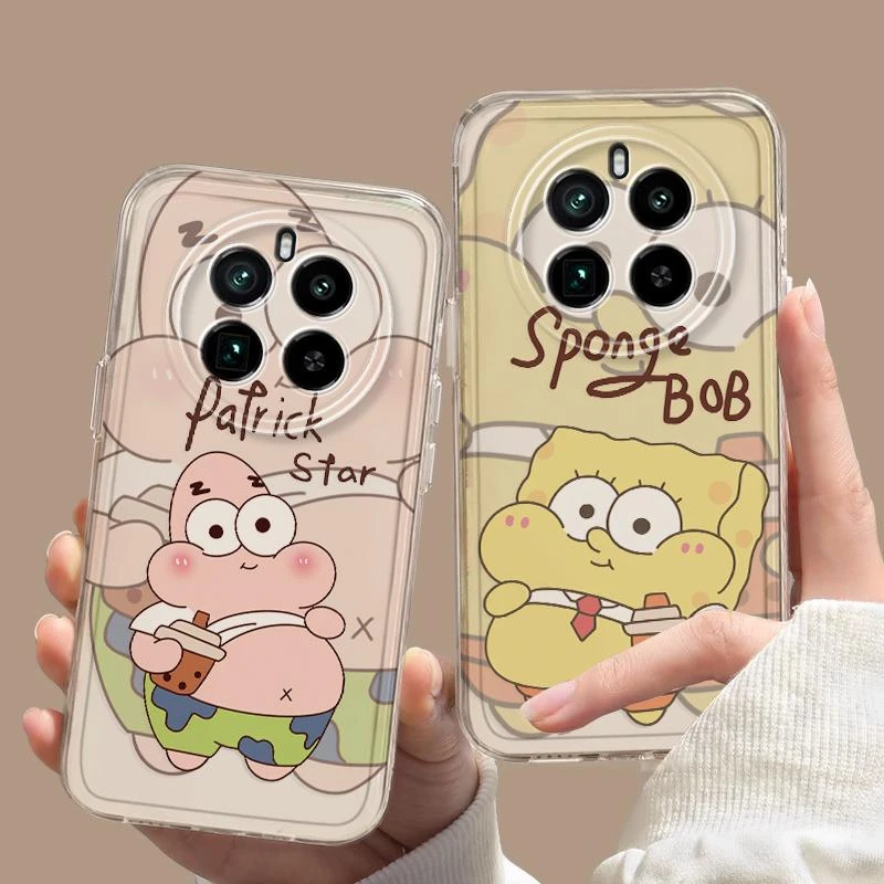 Realme真我GT5Pro网红新款派大星透明手机壳卡通海绵宝宝高级感软