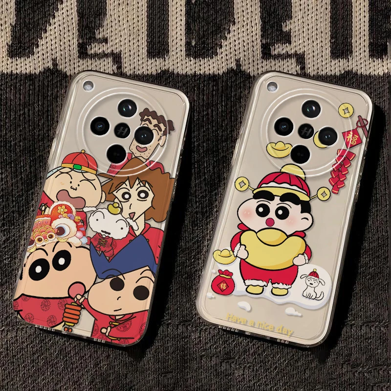 oppoFindX8网红蜡笔小新新年手机壳透明全包卡通情侣软硅胶保护