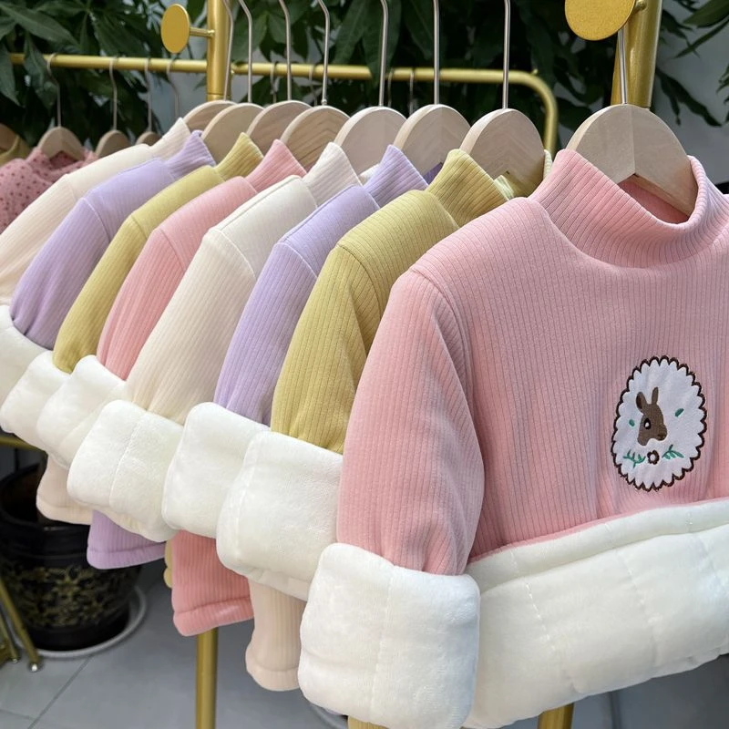 儿童冬季三层夹棉加绒打底衫女童甜美碎花棉衣内胆宝宝冬装童装新