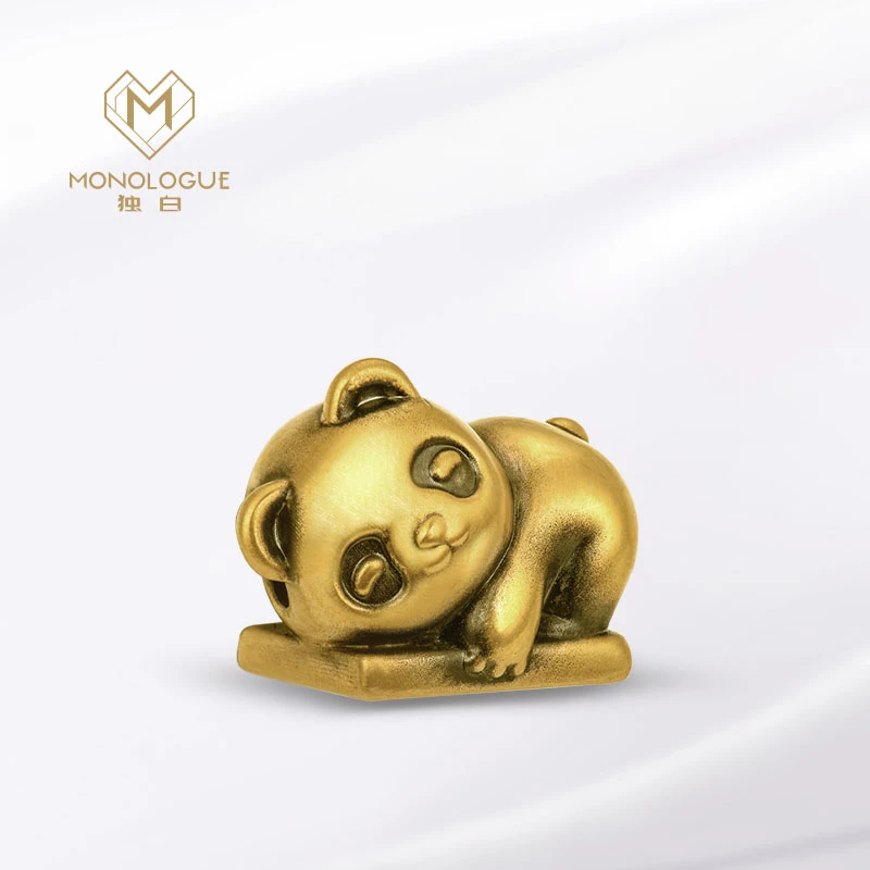 MONOLOGUE独白当局者潮麻将躺抱發熊猫复古黄金转运珠配绳@MR1374