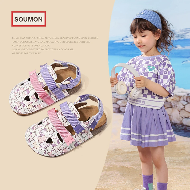 特价SMON童鞋卡通动漫潮流儿童勃肯凉鞋镂空包头女童凉鞋夏季新款