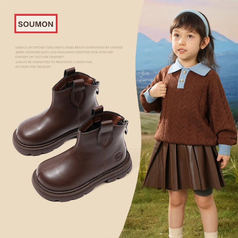 断码女童皮靴英伦风马丁靴秋季儿童单鞋小女孩公主靴小童短靴软底