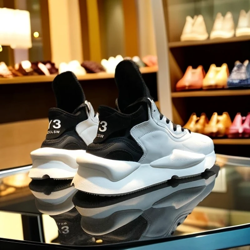 Y3GZCLSW春夏季网红老爹鞋男系带真皮休闲鞋厚底黑白百搭运动鞋潮