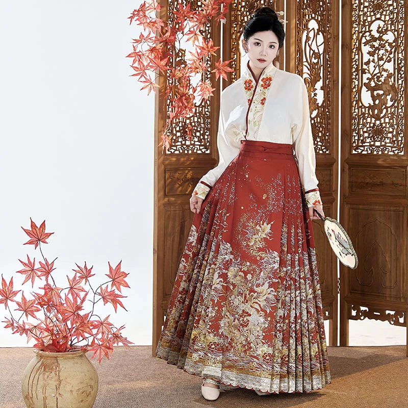 达人专属【金玉满堂】七对褶重工仿妆花马面裙春秋季新中式半身汉服