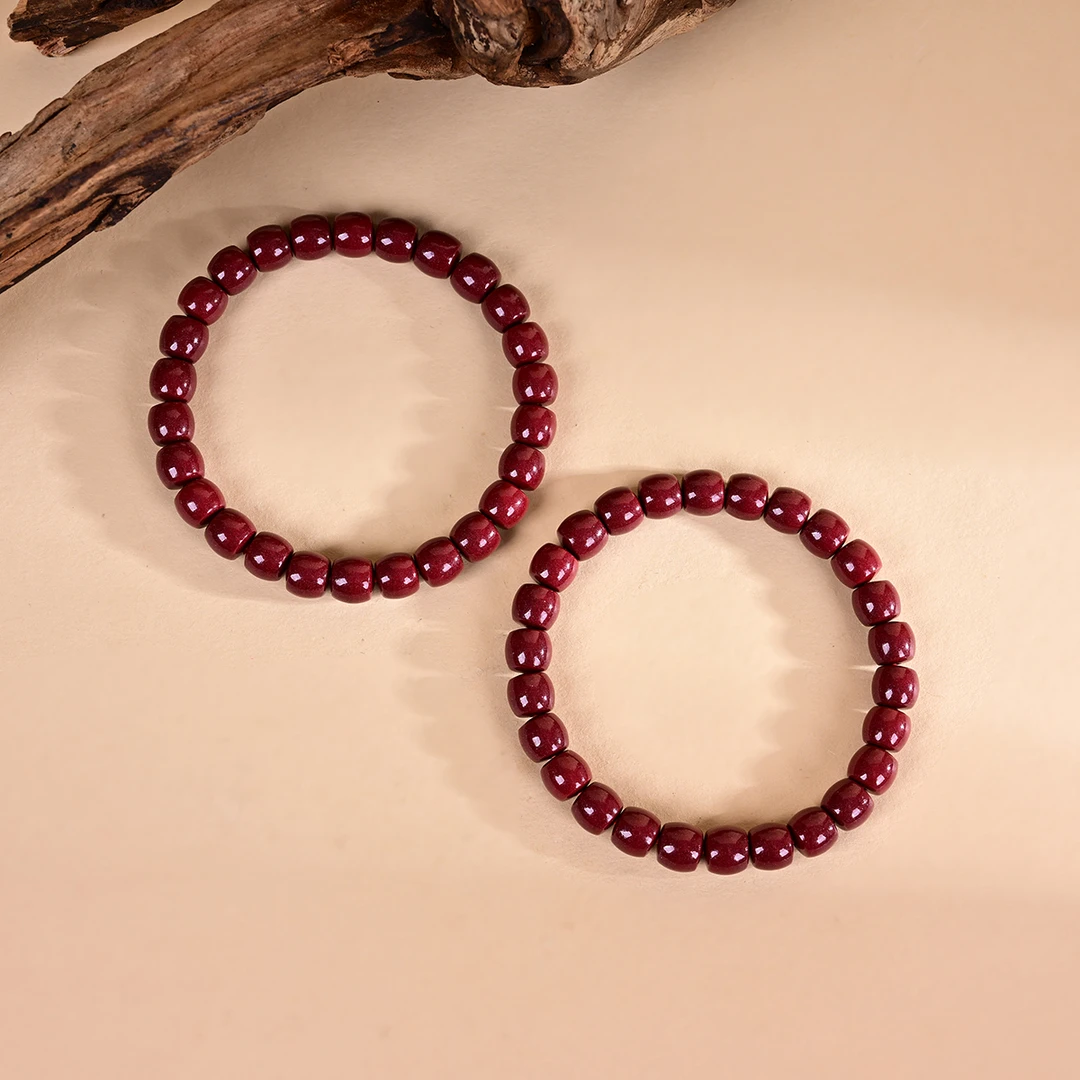 含辰砂工艺品23 V3341-朱砂单圈手串-多样性发一件-7*6mm（东哥）