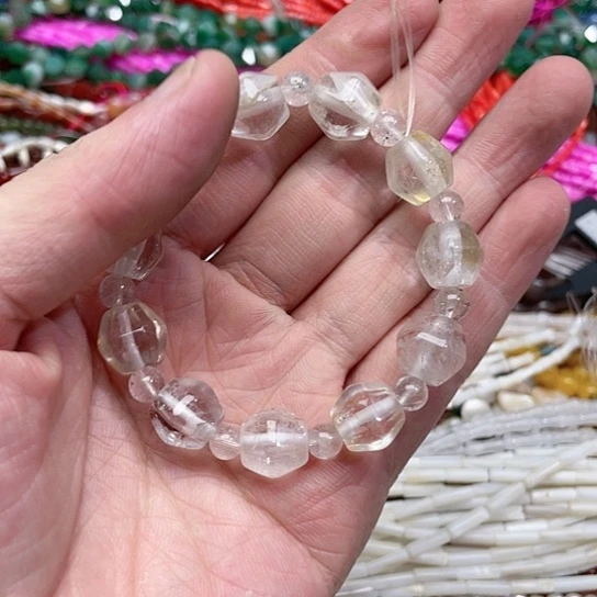 玛瑙/玉髓珠宝半成品未镶嵌一条12mm白水晶手串115