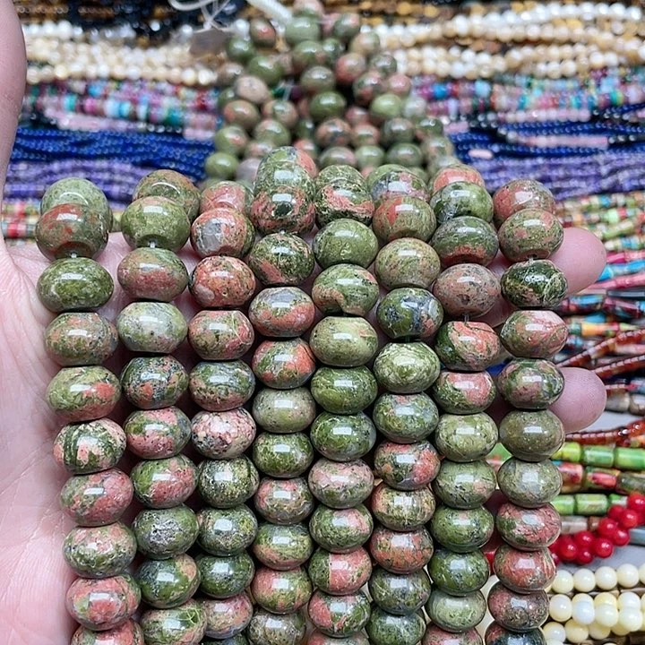 玛瑙/玉髓珠宝半成品未镶嵌一条14mm花绿宝算盘