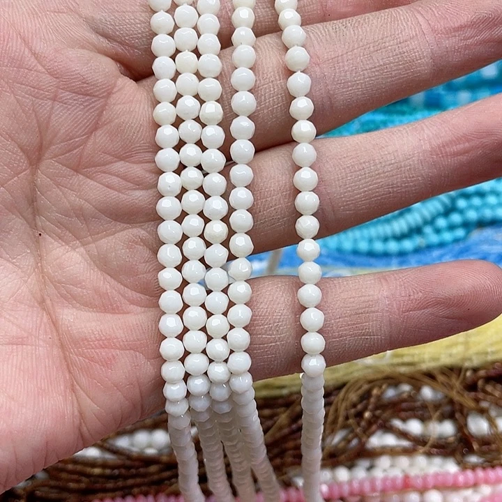 玛瑙/玉髓珠宝半成品未镶嵌一条4mm切面三姑娘