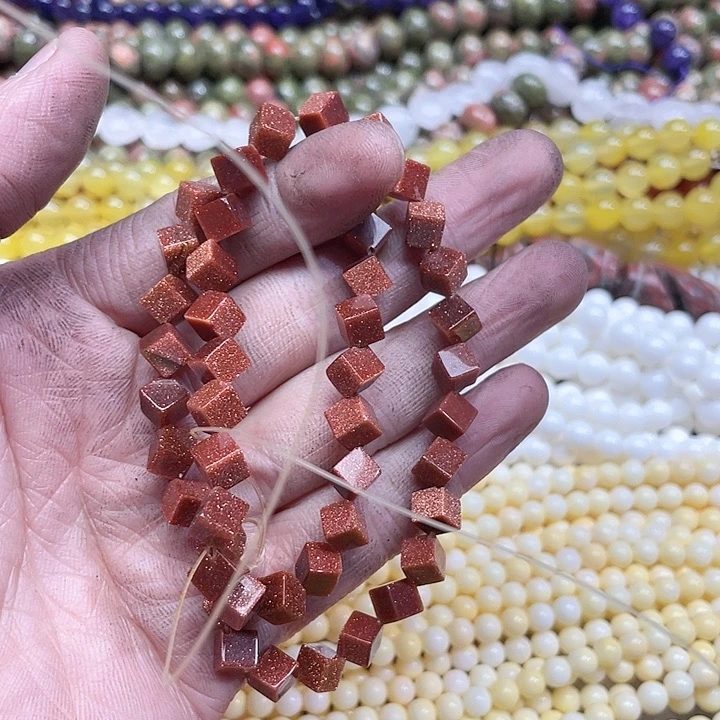 玛瑙/玉髓珠宝半成品未镶嵌一条6mm金沙方糖