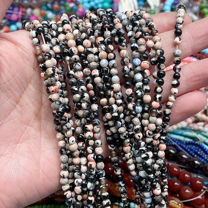 玛瑙/玉髓珠宝半成品未镶嵌2条4mm风化玛瑙