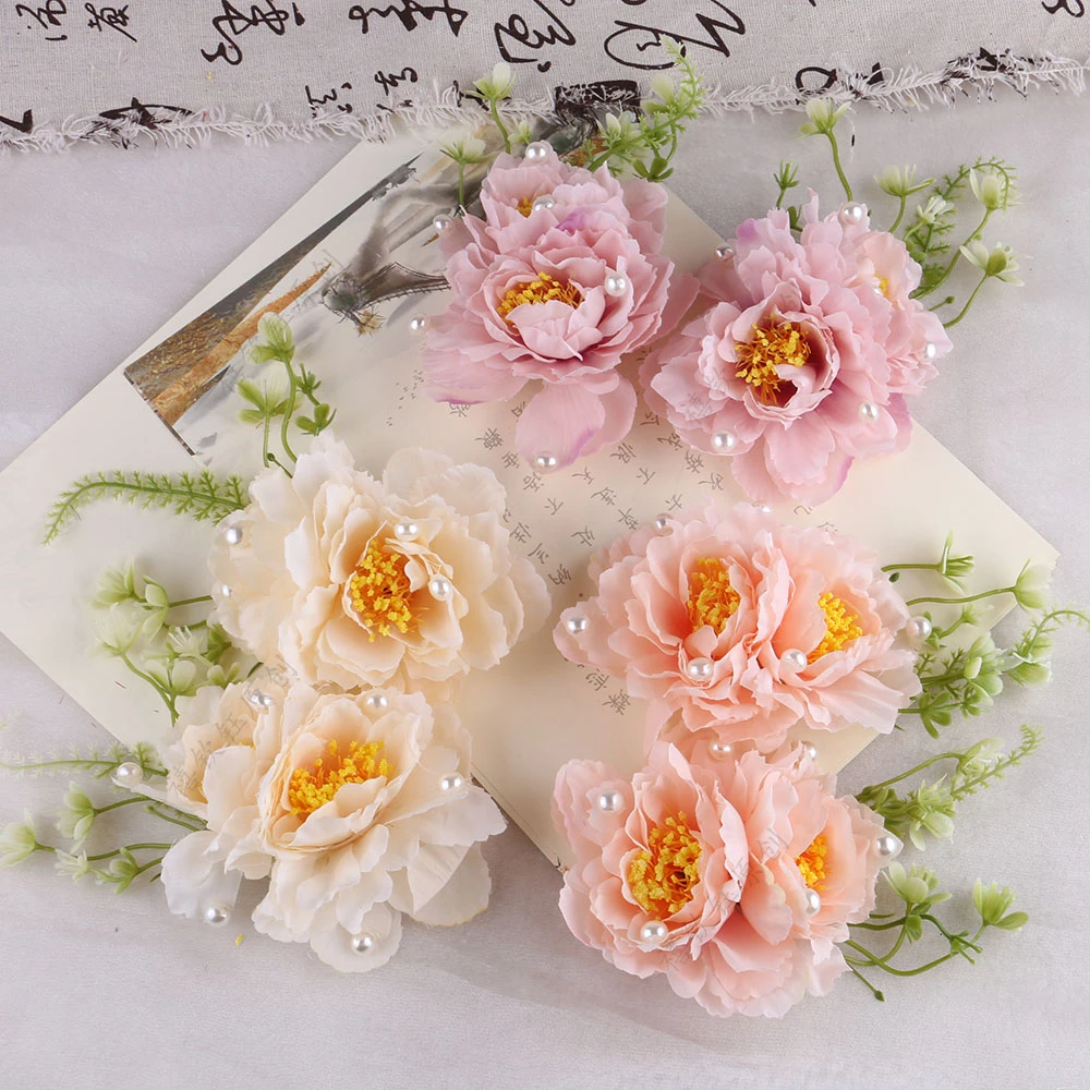 古风牡丹花汉服新中式绢花花朵发夹发饰古装头饰压花古风拍照道具