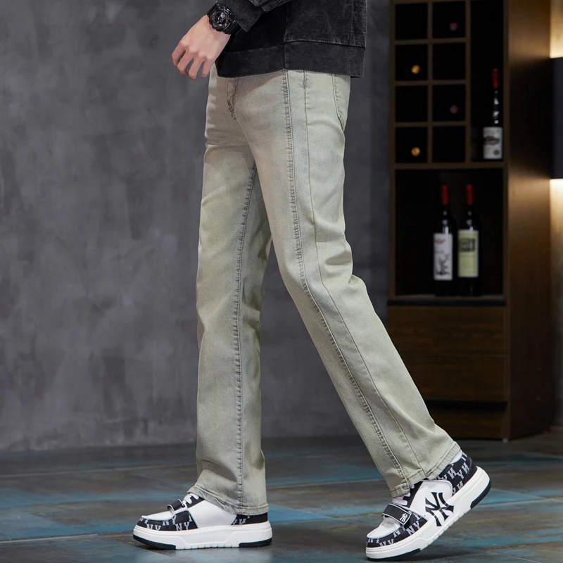男牛仔裤子潮流牛仔春季直筒百搭复古ins做旧美式高街潮牌牛仔裤