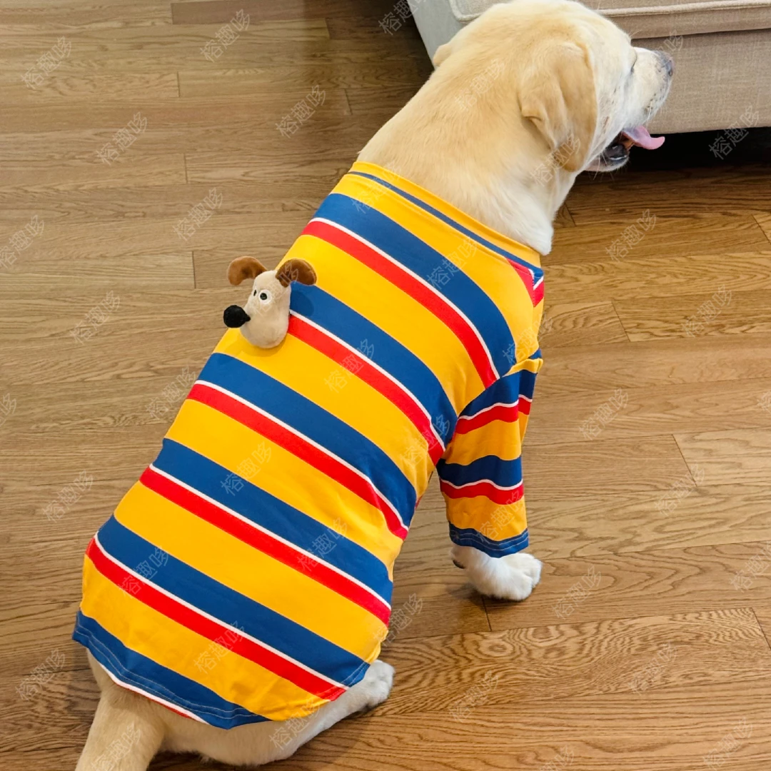 大狗衣服条纹衫立体掌门狗可爱户外运动春秋居家拉布拉多金毛冬季