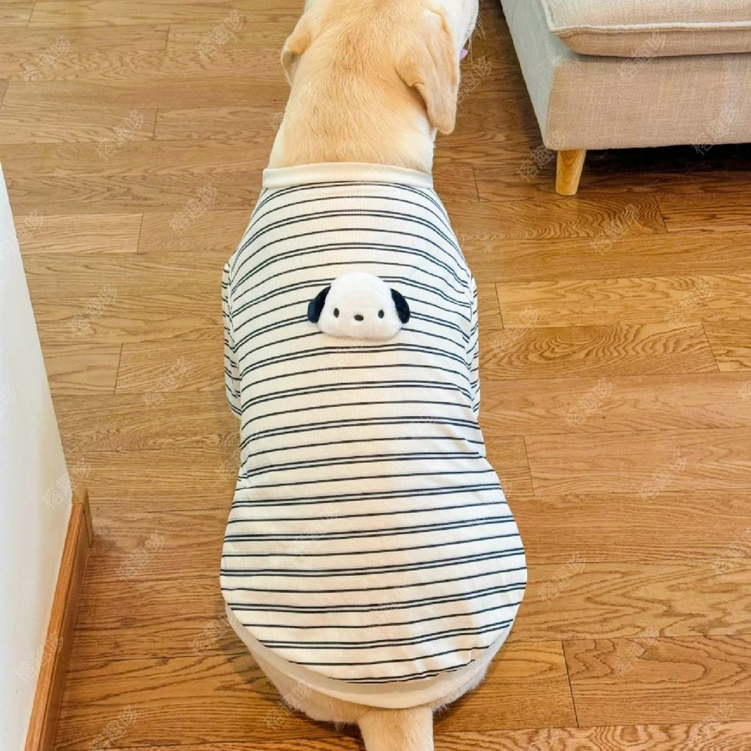 大狗衣服条纹衫可爱立体小狗潮牌可爱圆领卫衣拉布拉多金毛边牧萌