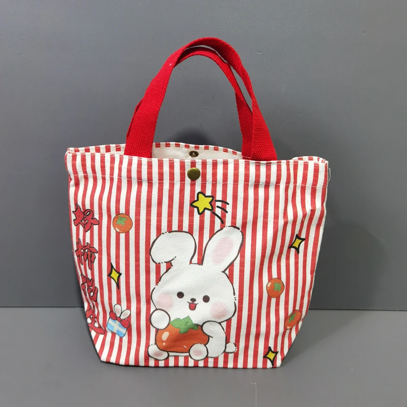 小号卡通印花可爱环保帆布袋手拎包便当包午餐饭盒包小布包