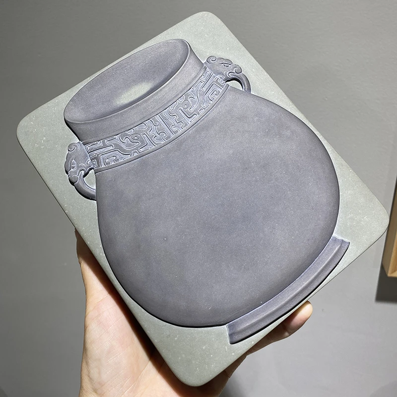 易砚精品玉黛石太平有象高端礼品砚纯手工雕刻非遗17.2*14.1*2.6