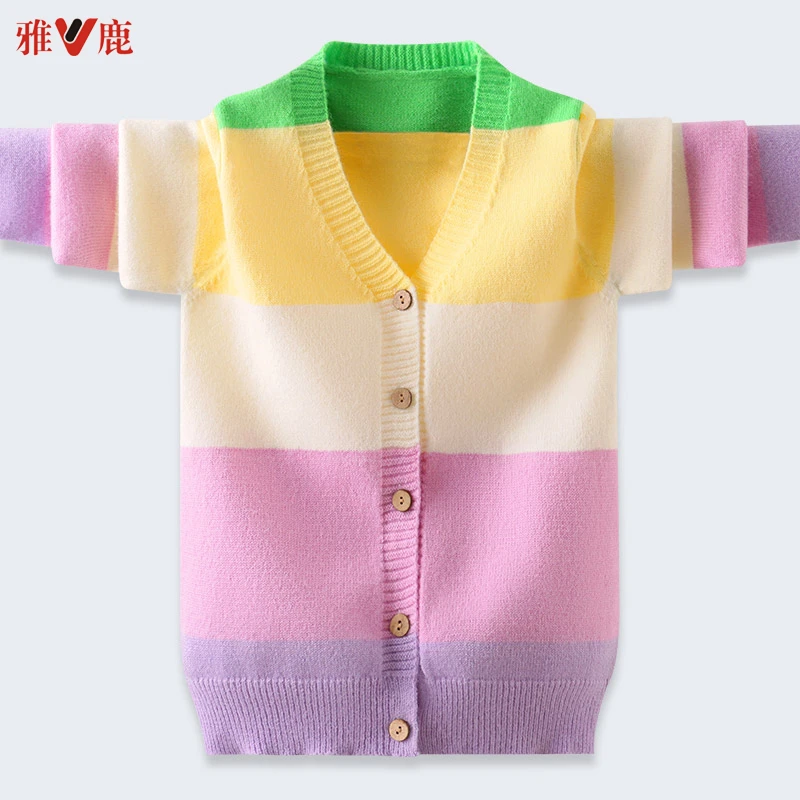 BY雅鹿童装女童宝宝春秋季2024年新款百搭洋气女孩儿童针织衫秋冬