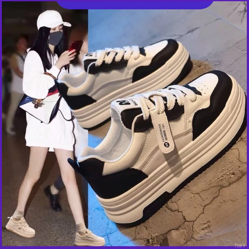 2025小白鞋女小个子圆头秋冬季板鞋轻便舒适松糕休闲鞋新款5202