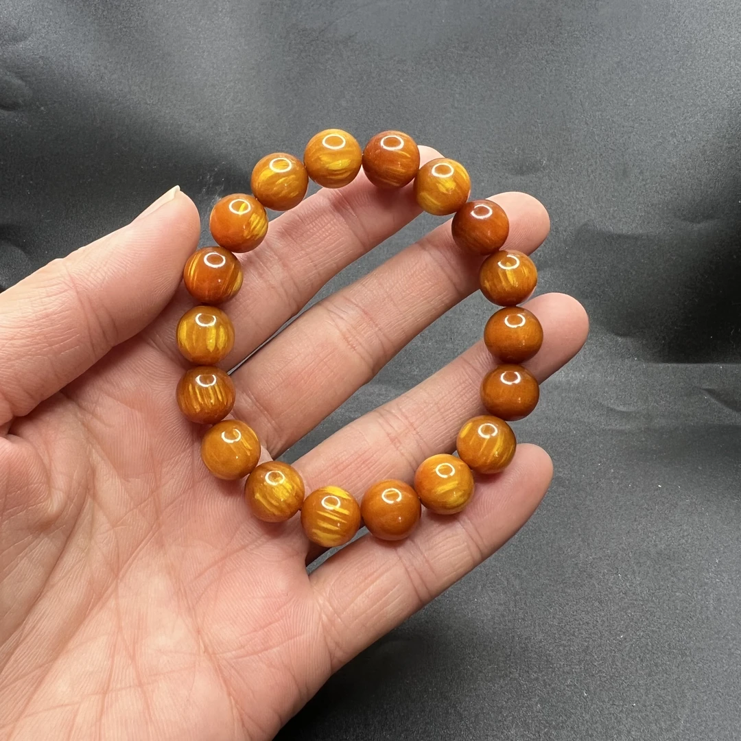 雷击木琥珀木手串黄油1.0全透光老料佛珠念珠男女