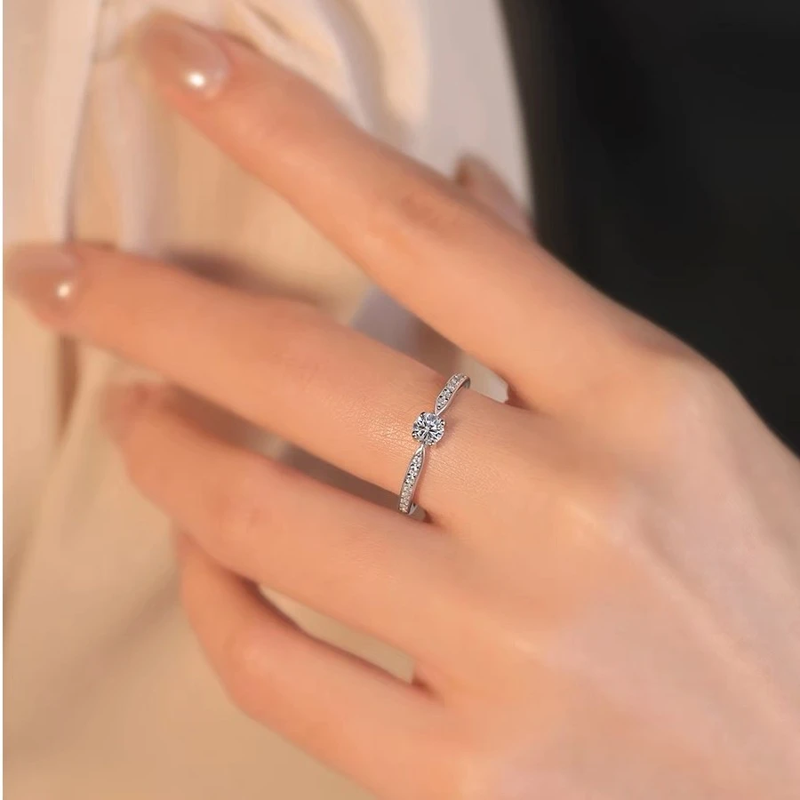 铜合金合成锆石戒指 铜合金仿真钻戒女时尚求婚结婚戒指送女友