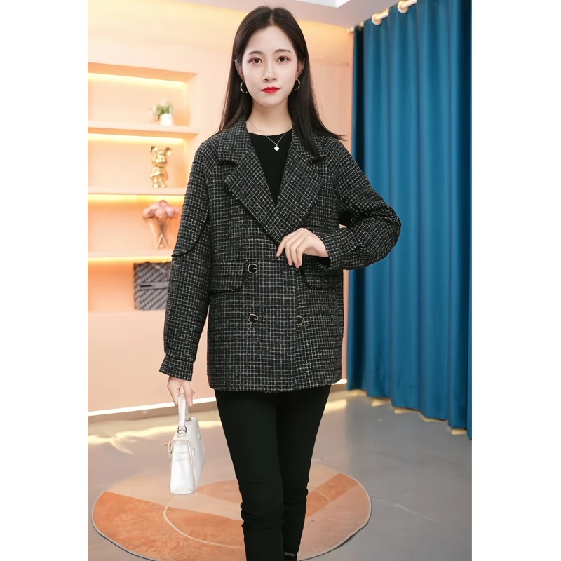 【YL-1797】新款优雅气质时尚高端大气显瘦中长款秋冬长款短外套