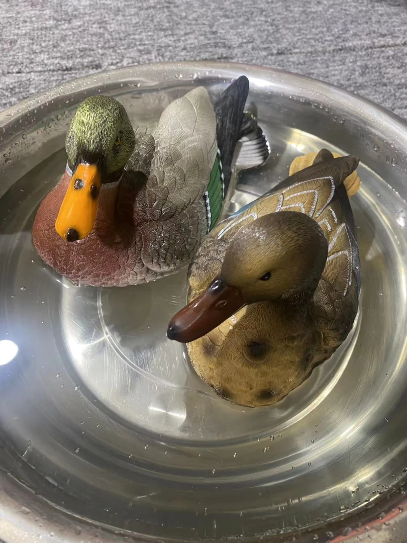 漂浮两只水池鸳鸯鸭花园庭院落地造景摆件田园法式