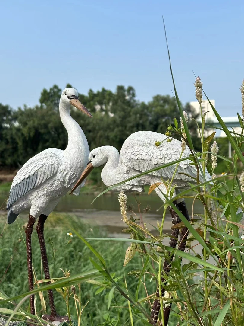 抬头仙鹤摆件玄关室内落地花园庭院