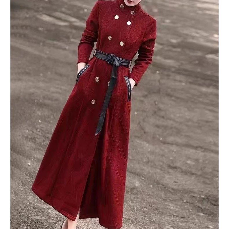 秋冬新款奢华时尚气质复古显瘦风衣外套高端连衣裙气质复古