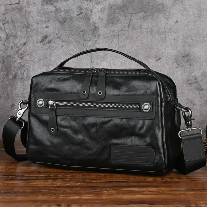 男士真牛皮单肩斜挎包植鞣牛皮斜肩包小挎包头层牛皮2023新款潮流