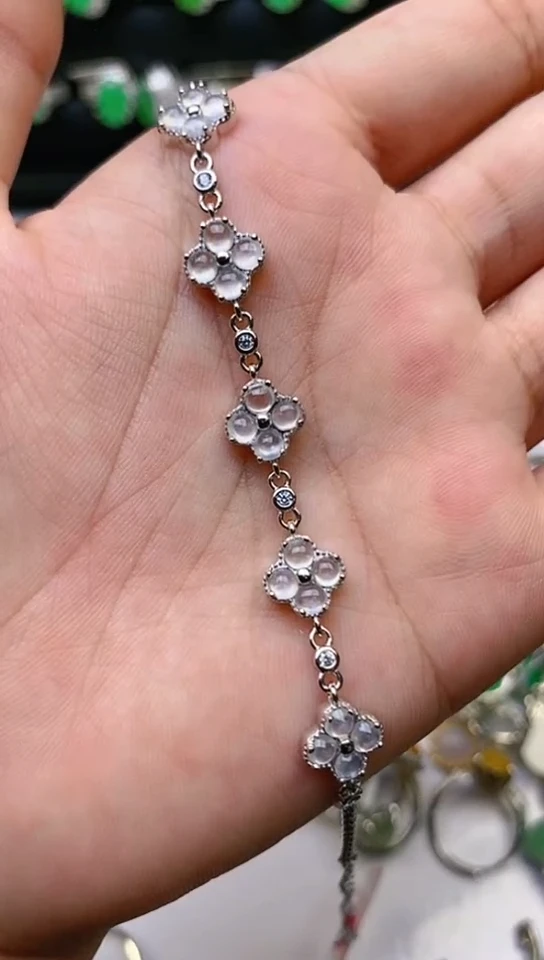 【闪购商品】翡翠戒指银S925镶嵌手链  百内无证书