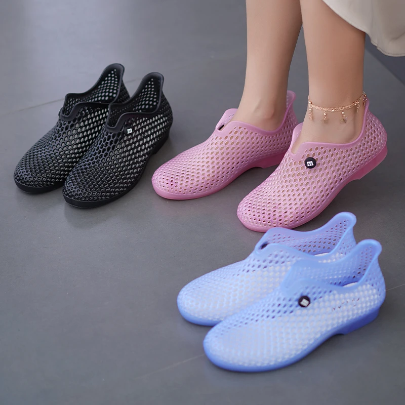 单网镂空运动鞋女防滑软底黑色上班工作鞋大网眼透气网面洞洞鞋子