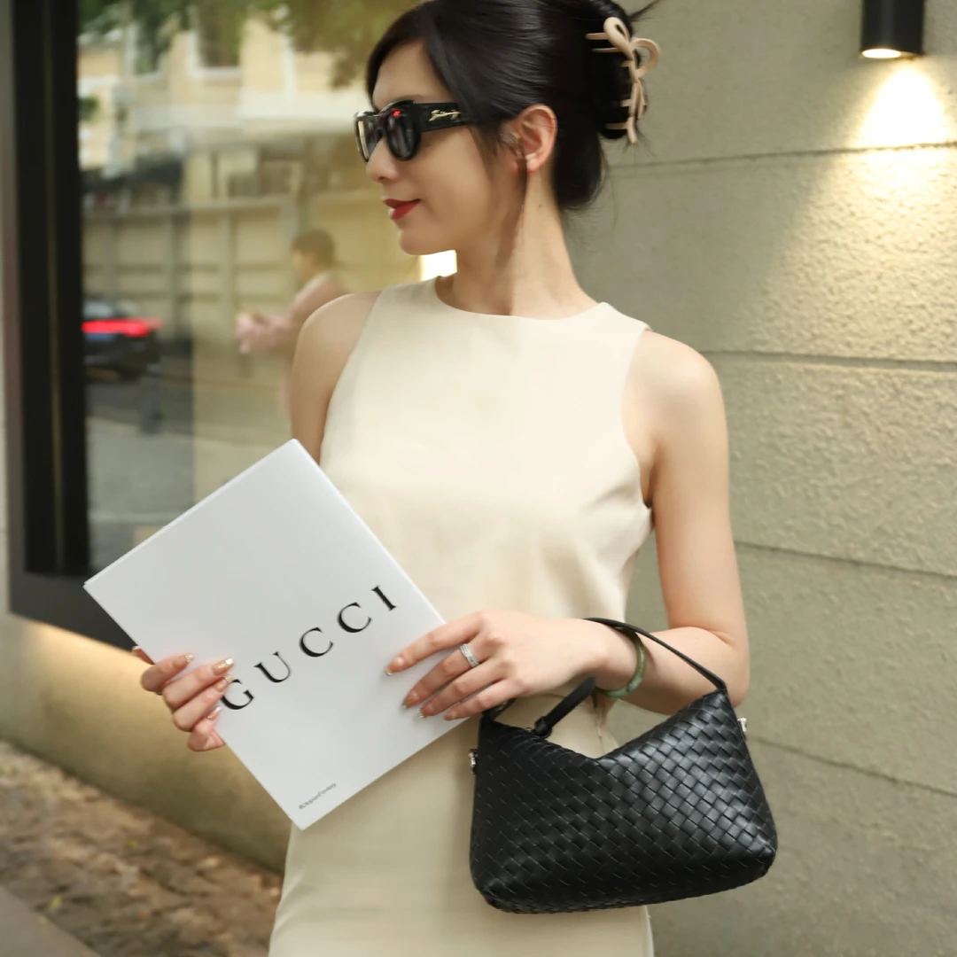 A15编织手提包小众羊皮菱格饺子包真皮女包腋下包斜挎包YFD编织01