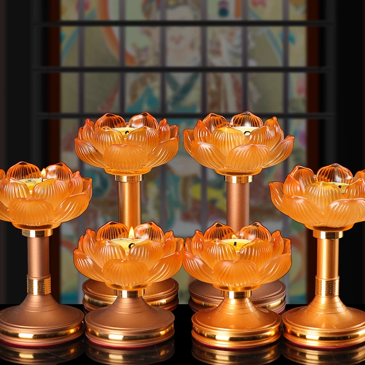 琉璃莲花烛台家用蜡烛台座底座合金