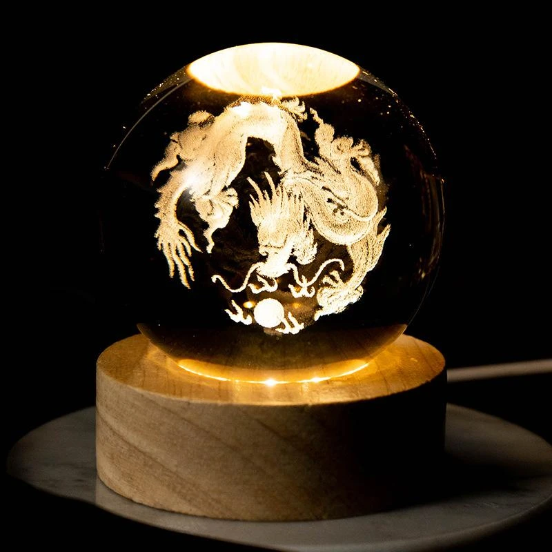 【新品】内雕高透水晶球摆件家居装饰摆件创意生日礼物发光小摆件