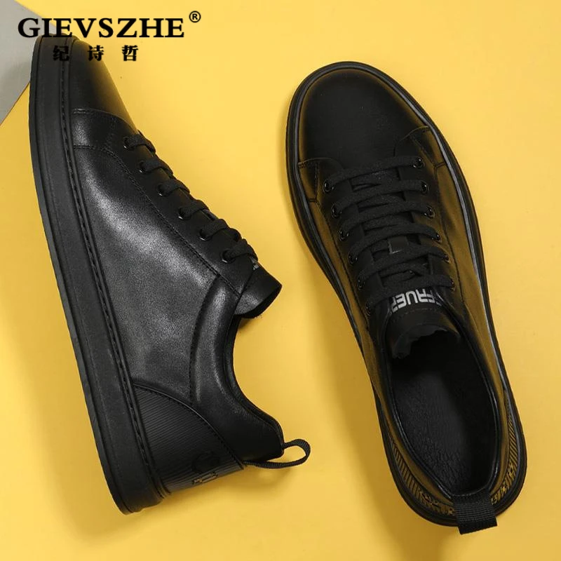 纪诗哲男鞋潮鞋牛皮低帮单鞋2024夏季新款休闲皮鞋男休闲系带皮鞋