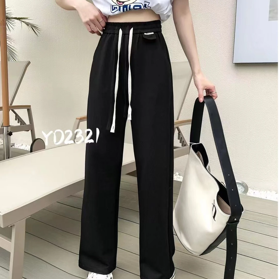 抽绳窄版休闲阔腿裤