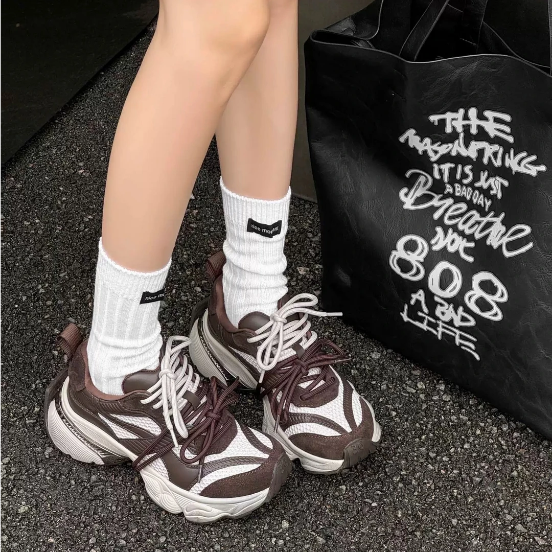 【Yuki定制】潮酷时尚厚底圆头2024新款百搭舒适老爹鞋运动休闲鞋