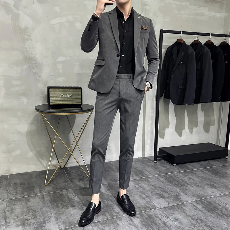 商务休闲男士正装三件套韩版修身西服套装结婚新郎伴郎英伦小西装