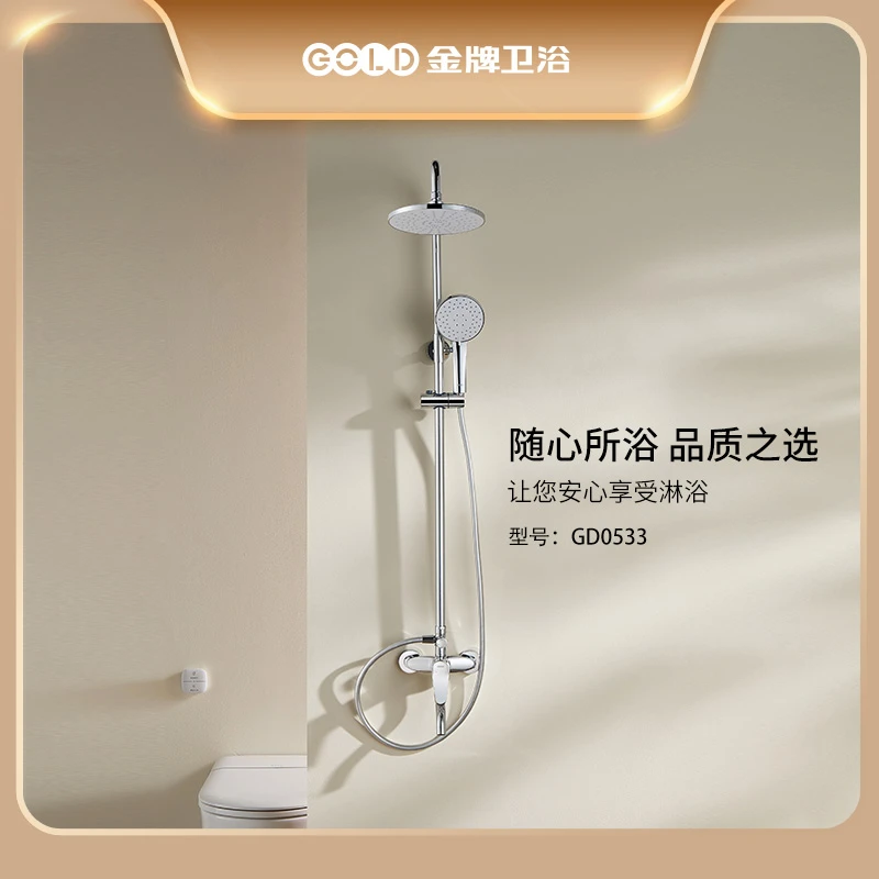GOLD金牌淋浴花洒套装全套淋浴器冷热精铜龙头喷头易洁顶喷可升降