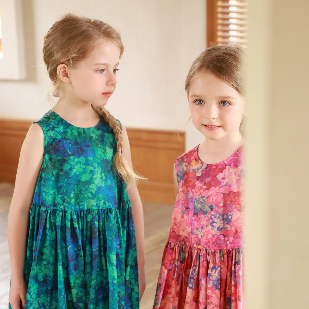 初煦 24夏季女童小众气质翡翠湾碎花背心裙 女宝宝纯棉大摆连衣裙