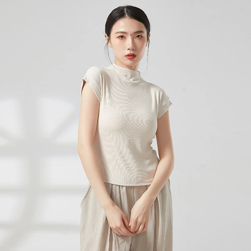 现代舞练功服高领短袖女上衣教师上课舞蹈服古典舞修身形体训练服